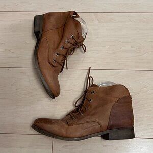 Steve Madden Rubin Brown Genuine Leather Lace Up Ankle Combat Boots Sz 9.5
